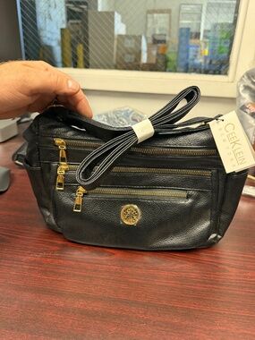 Black Multi-Zip Crossbody CEEKLEIN New York NWT